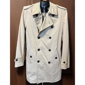 Banana Republic Mens S Jacket Beige‎ Double Breasted Classic Trench Coat Belted
